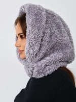 Капор зимний вязаный капюшон на флисе