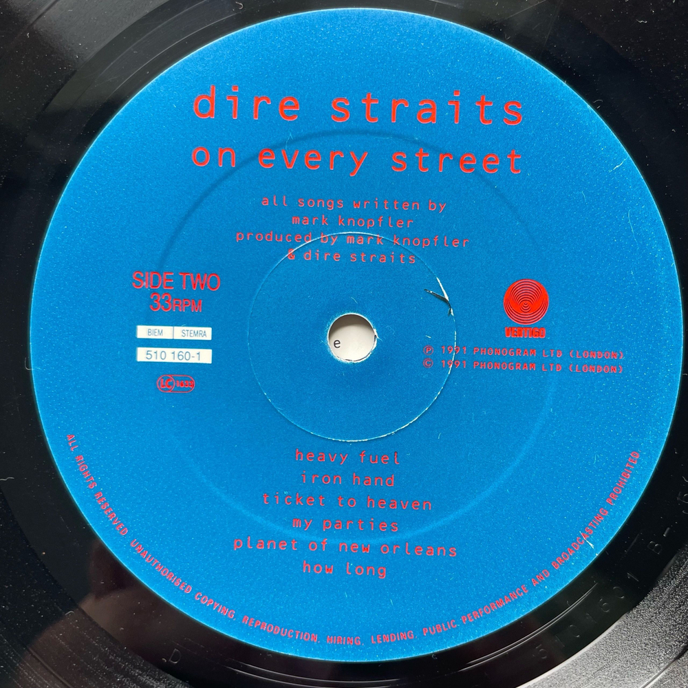 Винтажная виниловая пластинка LP Dire Straits On Every Street (Нидерланды 1991)