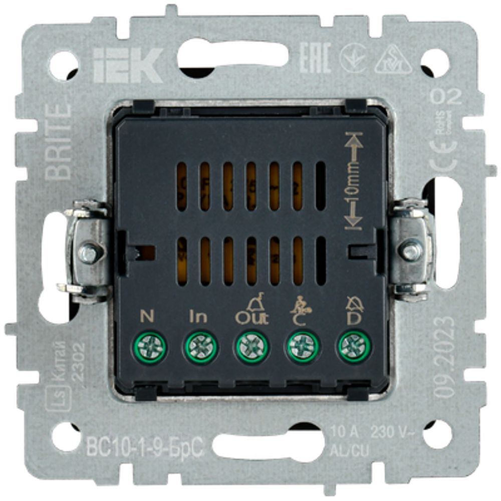 BRITE Кнопка звонка с индикацией для отелей 10А ВС10-1-9-БрС сталь IEK