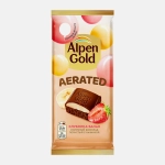 Шоколад Alpen Gold Aerated молочный пористый с начинкой клубника банан 75г