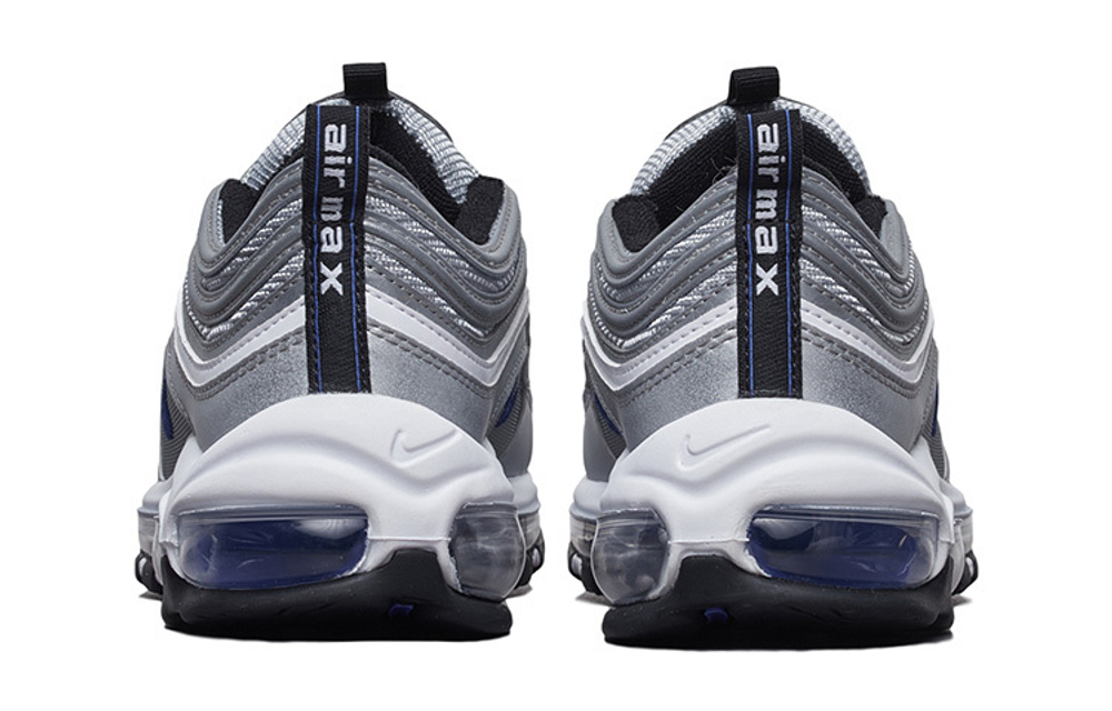 Nike Air Max 97 shock absorption, wear-resistant, non-slip, low-top running shoes GS silver blue