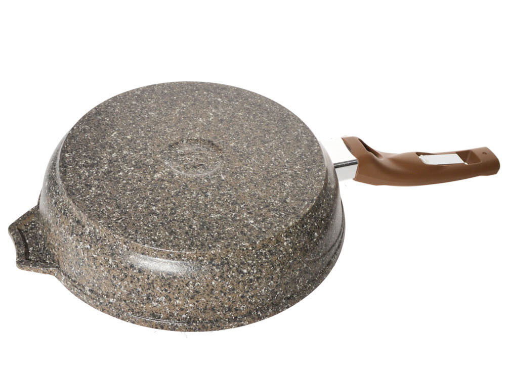 Сковорода 28см Premium mokko с несъемной ручкой и стеклянной крышкой