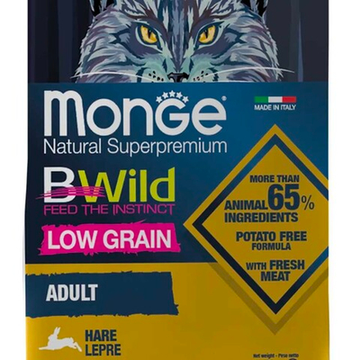 Monge Bwild корм для кошек с мясом зайца (низкозерновой) (Adult)