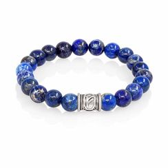 Браслет Денежный импульс из натурального лазурита с руной Феху из серебра 925