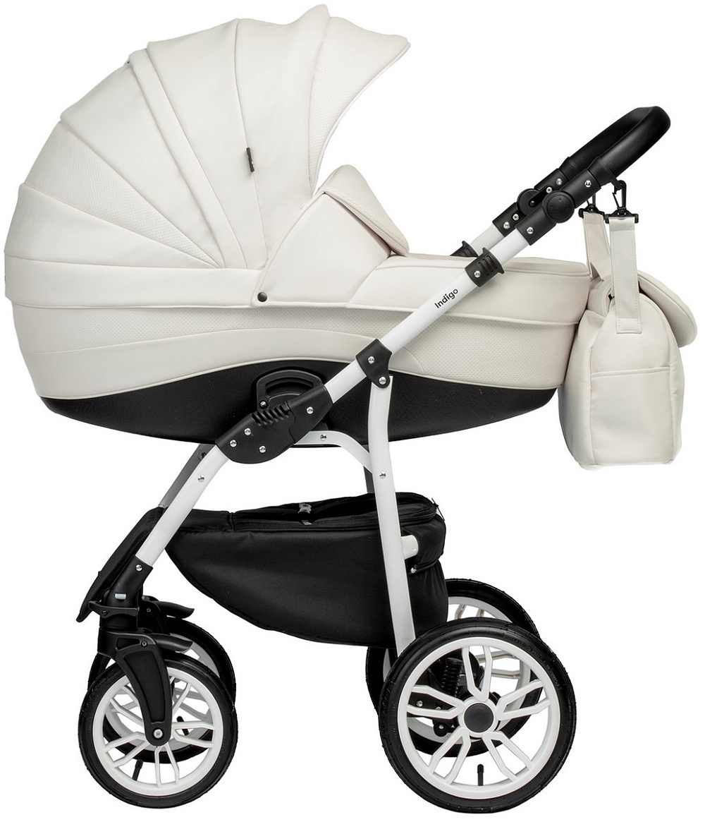 Детская коляска Indigo Indigo Special New 3 в 1 с автокреслом Avionaut Cosmo Beige Is01 белая кожа