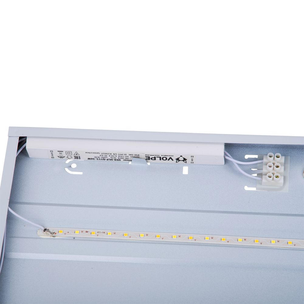 ULP-Q115 6060-36W-4000K+6500K WHITE Светильник светодиодный потолочный универсальный. Белый свет4000K-Холодный свет5000К-Дневной свет6500K. Рассеиватель призма. Встроенный и-п. Корпус белый. ТМ Volpe