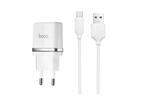 Сетевое зарядное устройство USB Hoco C12 (12W, 2 порта, кабель MicroUSB) Черный