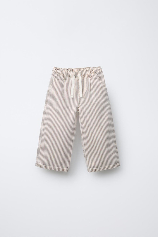 ZARA БРЮКИ ИЗ ТВИЛА В ПОЛОСКУ, ЭКРЮ