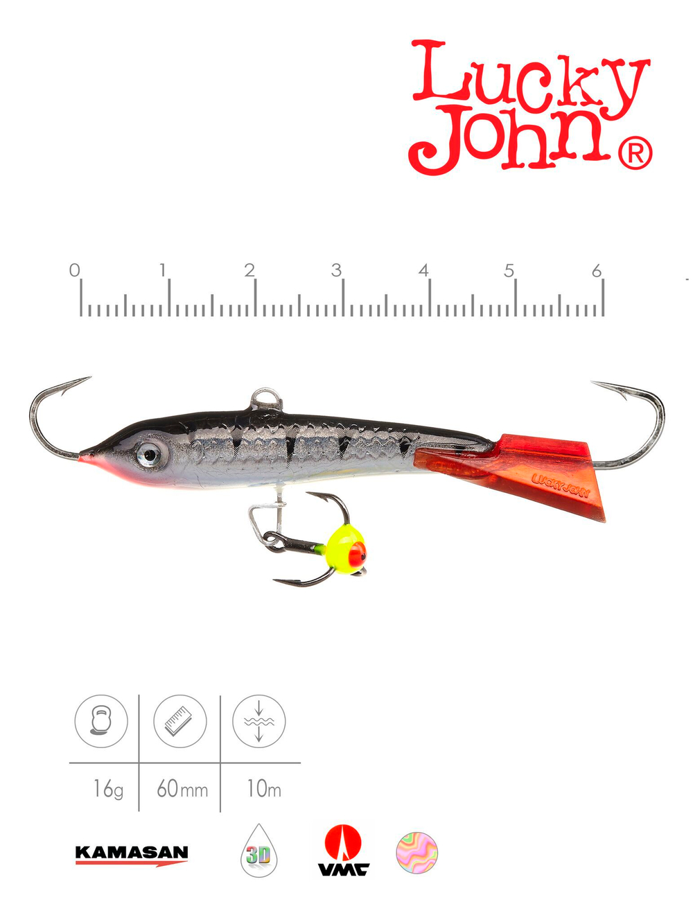 Балансир LUCKY JOHN Classic №6 (+тройник), цвет 12HRT, арт. 81601-12HRT