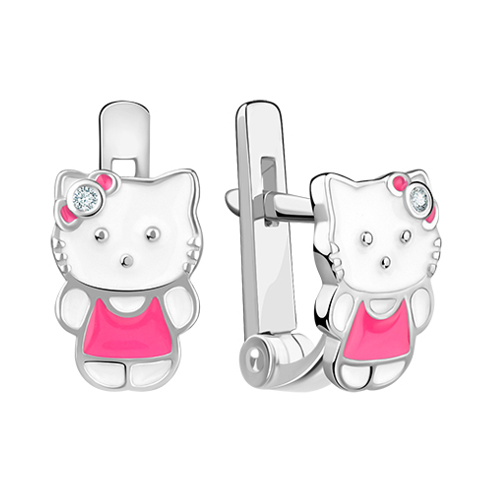 Серьги из серебра с фианитами