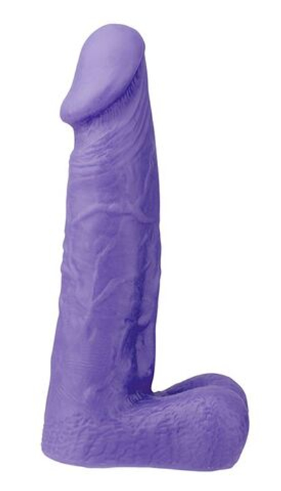 Фиолетовый фаллоимитатор XSKIN 6 PVC DONG с мошонкой - 15 см. (Цвет: фиолетовый)