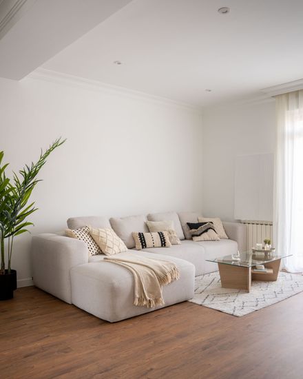 Диван 4-местный Blok с левым шезлонгом бежевый