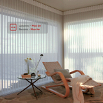 Вертикальные тюлевые жалюзи "Вальс" с карнизом Стандарт без декоративной планки, ткань коллекции Шуберт, цвет 9511 молочный