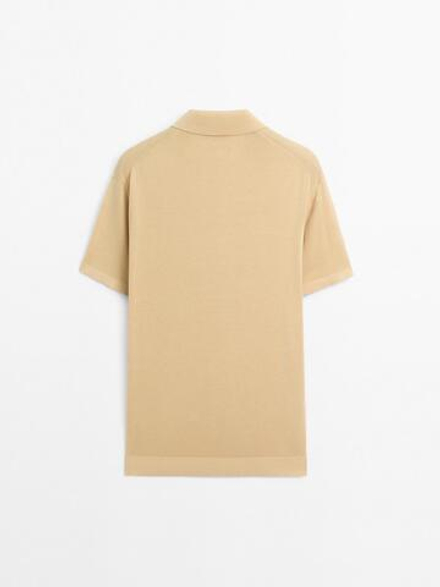 Massimo Dutti Трикотажное поло с короткими рукавами, желтый