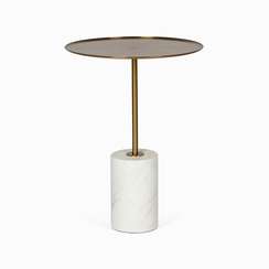 Кофейный столик Brasil 3, Ø45х61 см, белый мрамор, золотистая сталь