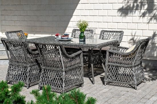 "Латте" обеденная группа плетеная, цвет графит