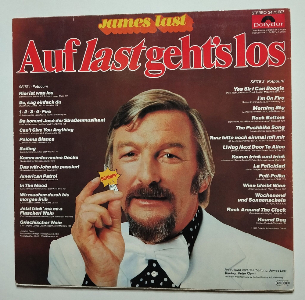 Винтажная виниловая пластинка LP James Last Auf Last Gehts Los (Germany 1977)