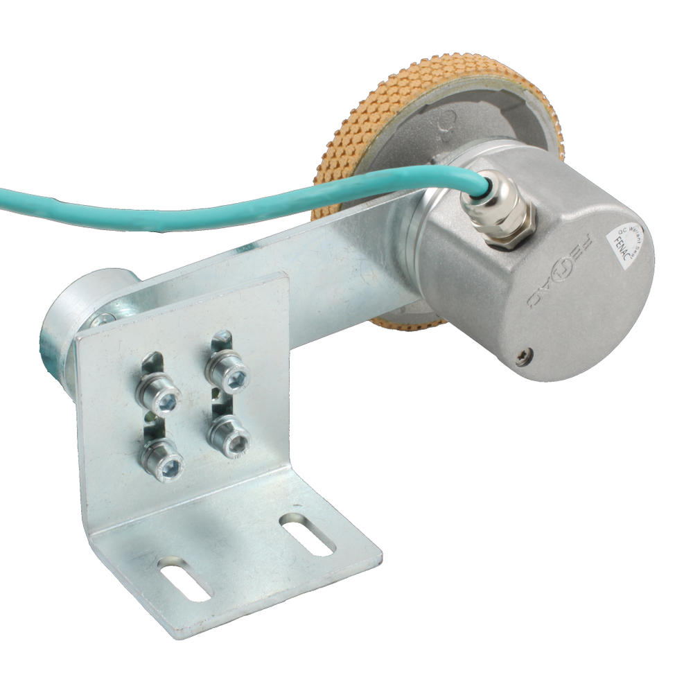 Инкрементальный энкодер INNOCONT D=50мм с мерным колесом L=250мм, контактная поверхность - резина, профиль ребристый, 1имп/1мм, 5…30VDC, выход HTL, IP64, -20…+85°C, радиальный кабель 2м