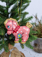 Лошадка Пони ёлочная игрушка из фарфора