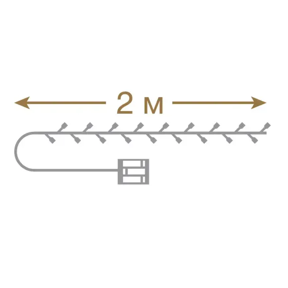Светодиодная нить Роса 20 холодных белых LED ламп, 2 м., на батарейках, с пультом, Vegas (55105)