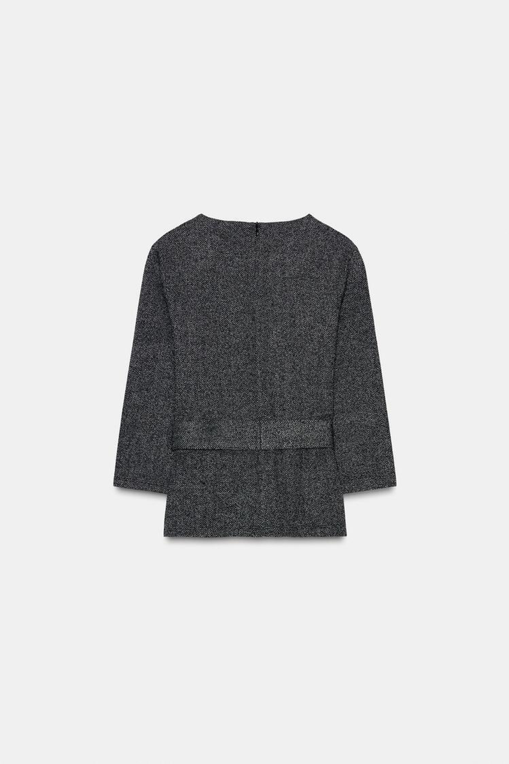 ZARA ТОП ИЗ САРЖИ С ПОЯСОМ, ТЕМНО-СЕРЫЙ