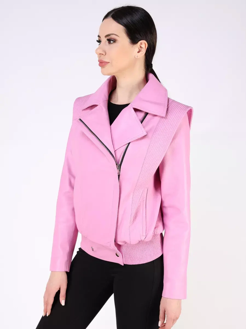 Кожаная куртка демисезонная косуха кимоно