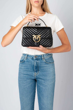 LADY LOVE BAG PUFF CHEVRON - black-old gold