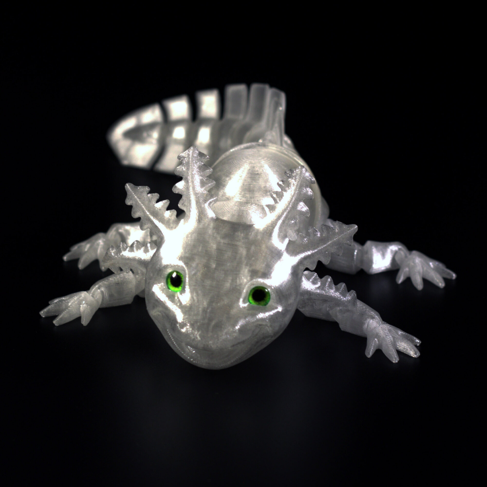 Улыбающийся Аксолотль, гибкая шарнирная игрушка-антистресс 25 см, белый