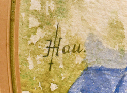 Гау В. И. (?) Девочка в белом с голубыми бантами. Карандаш, акварель. Европа.