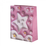 Пакет подарочный бумажный Alingar, (L+) 26х32х10 см, вертикальный, "Радуга и облачка", матов. ламинация, тиснение голография, эффект 3D, ассорти