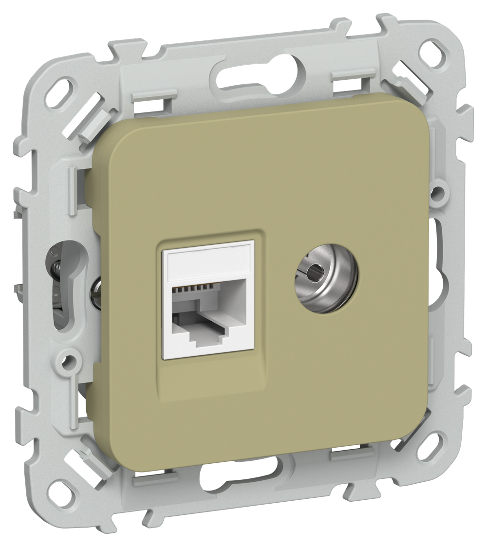 FLITE Розетка 2-местная RJ45/TV категория 5Е UTP РКТВ5е-2-0-ФлО оливковый IEK