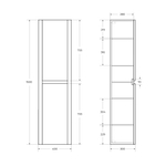 Пенал подвесной с двумя распашными дверцами Cezares RELAX-1500-2A-SO-BL