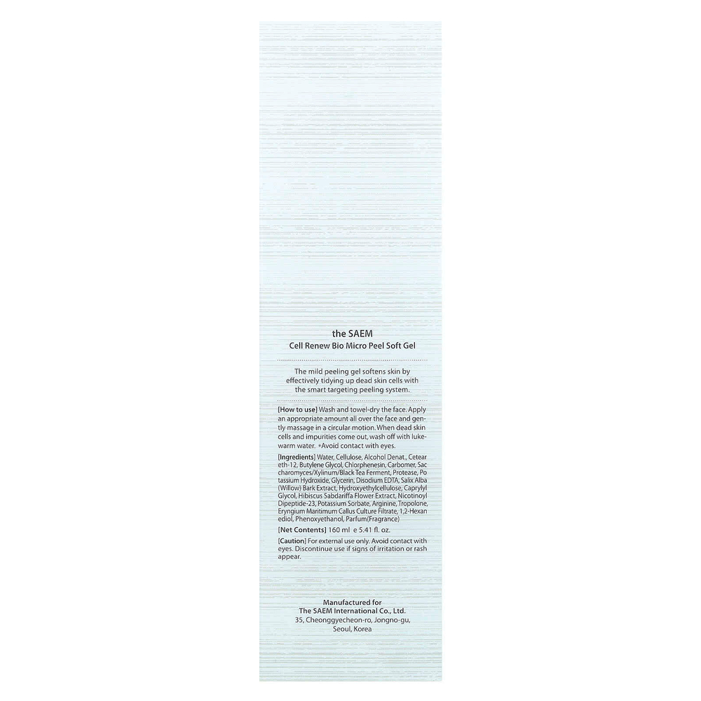 The Saem, Cell Renew, мягкий гель от Bio Micro Peel, 160 мл (5,41 жидк. унц.)