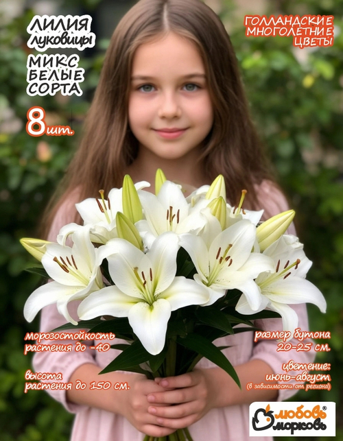 Лилия Луковица, Микс белые, 8 шт