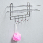 Полка настенная 33*12,5*21см 4 крючка хром "Lecco Plus"