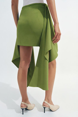 ZARA КОРОТКАЯ ЮБКА С ОСТРЫМ ПОДОЛОМ — ZW COLLECTION, ЗЕЛЕНЫЙ