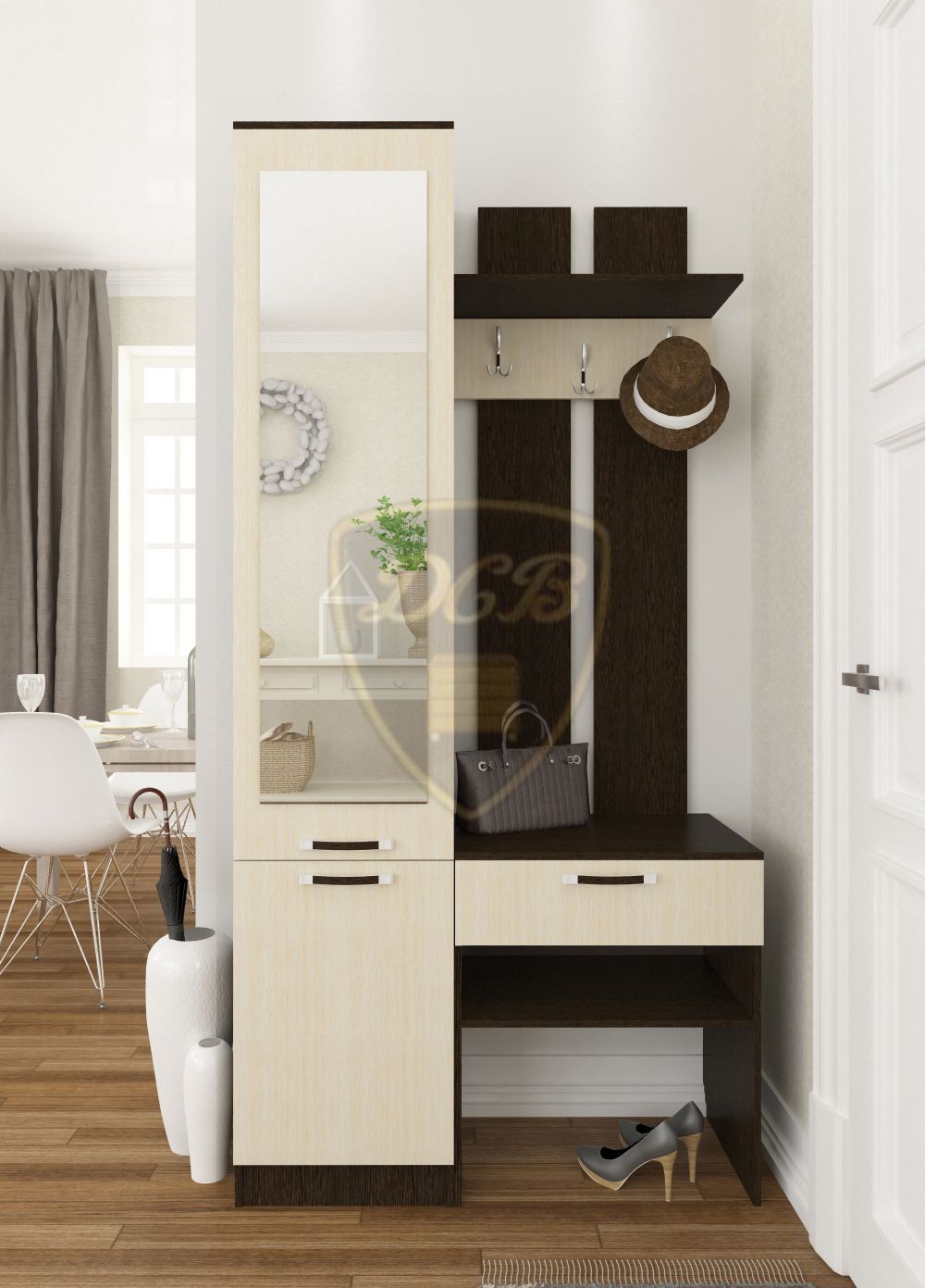 Прихожая "Вальс 1" (венге/дуб молочный), ДСВ Мебель