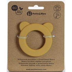 Damaq qaşıyıcı\PETITE&MARS Silicone teether with rattle Beary Intense Ochre 0m+