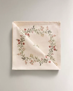 ZARA HOME ХЛОПКОВАЯ САЛФЕТКА С ПРИНТОМ (НАБОР ИЗ 2 ШТ.), ЗЕЛЕНЫЙ