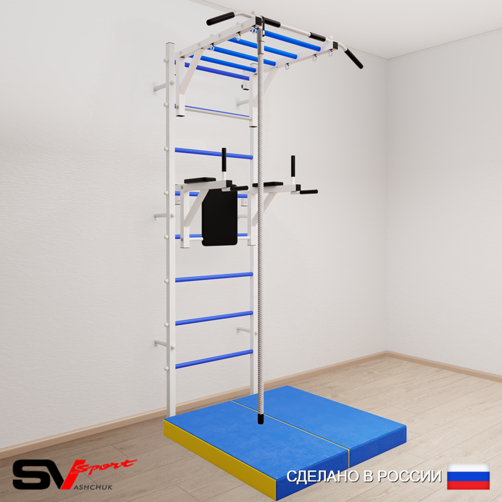 Шведская стенка Sv Sport усиленная 6404 (Турник рукоход/Брусья/Канат/Мат 1м)