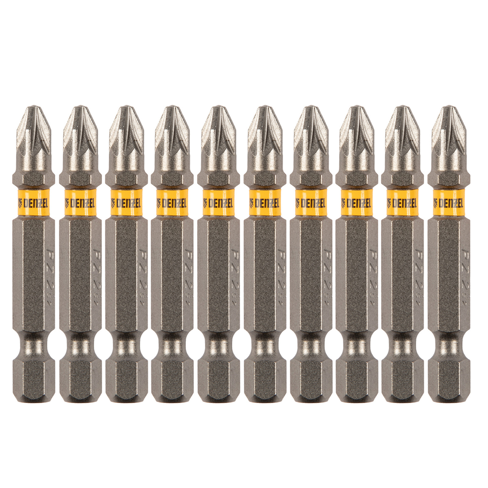 Бита PZ2х50, сталь S2, шестигранный профиль, 10 шт. Е 6,3 Denzel