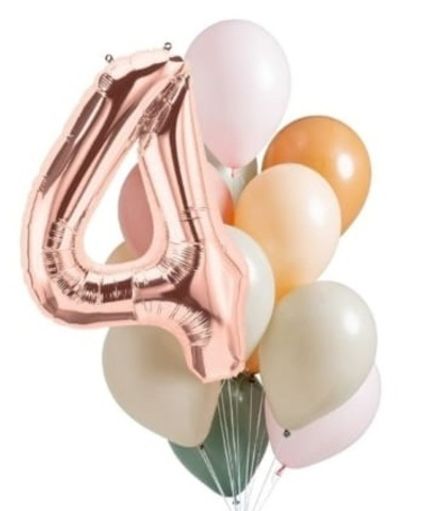 Букет шаров "С цифрой розовое золото"
