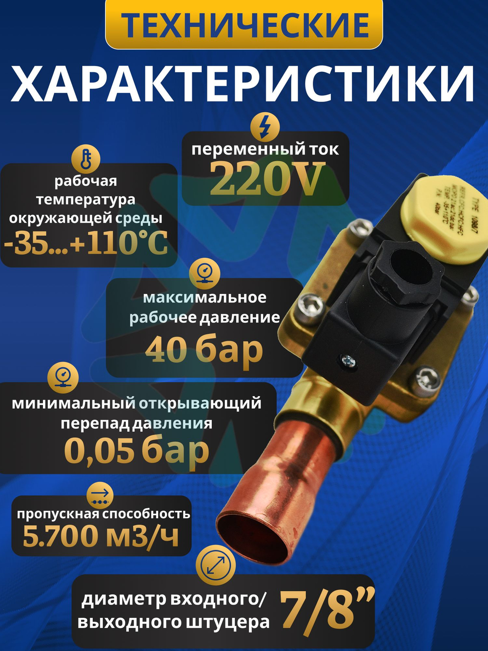 Соленоидный клапан вентиль с катушкой 7/8" SV1098/7
