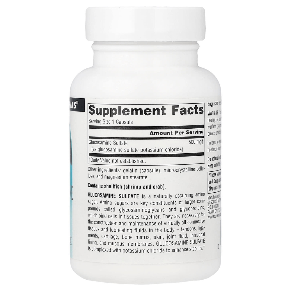 Source Naturals, Сульфат глюкозамина, 500 мг, 60 капсул