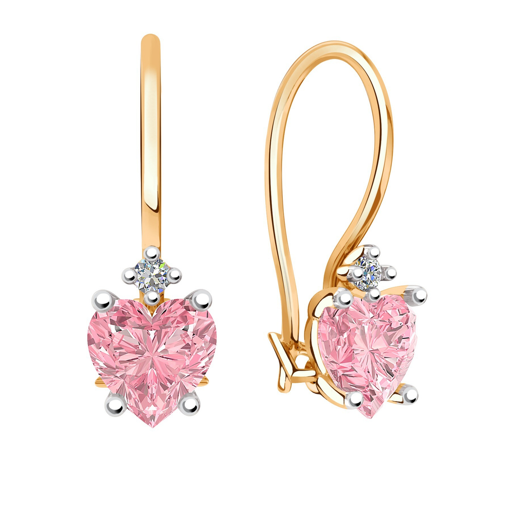 Серьги из золота 585 пробы с Фианит