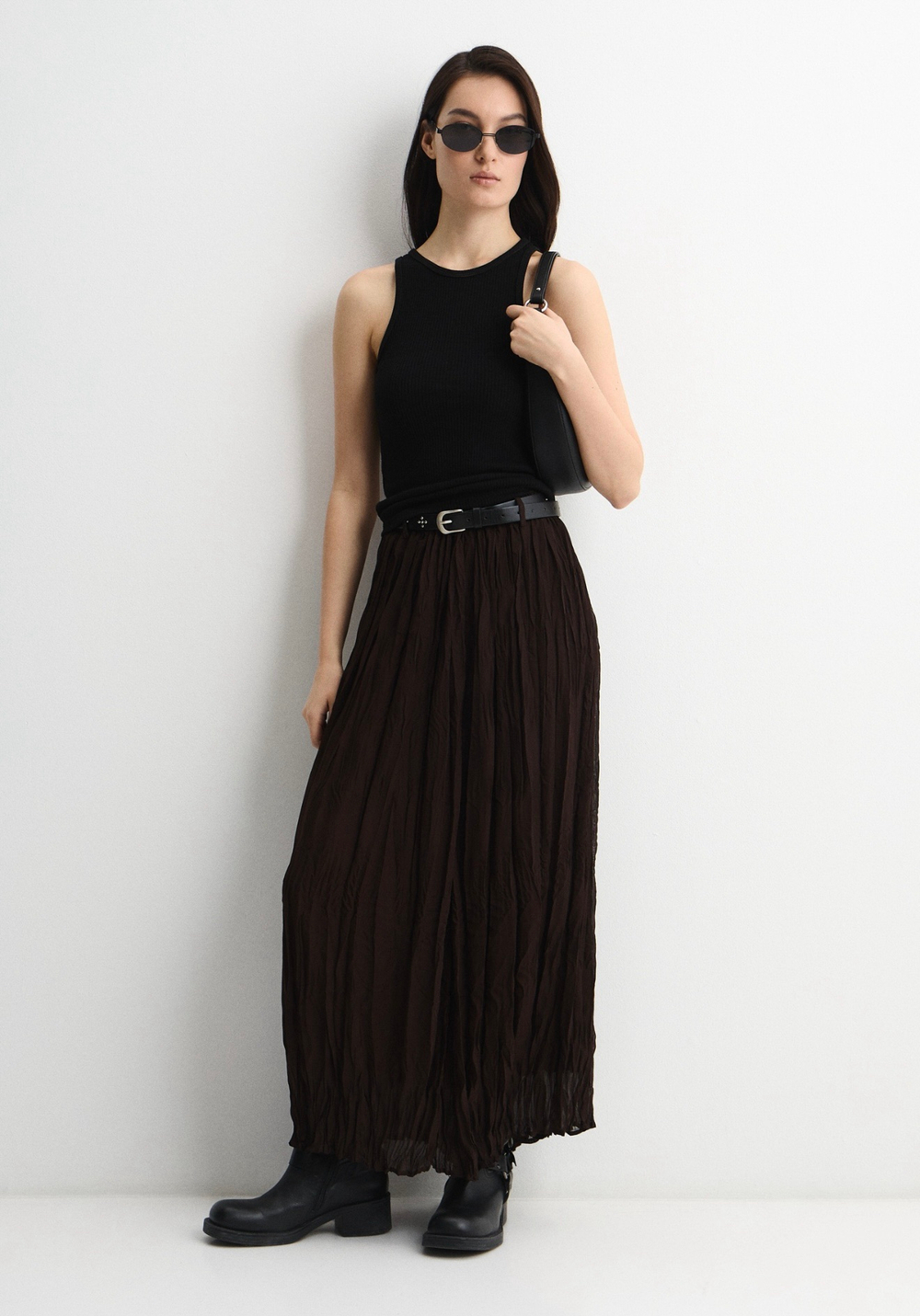 Юбка шифоновая плиссе шоколадный