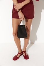 Pouch bag FLEUR black amber color