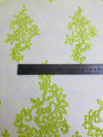 Сетка вышивка сутаж, неон салат