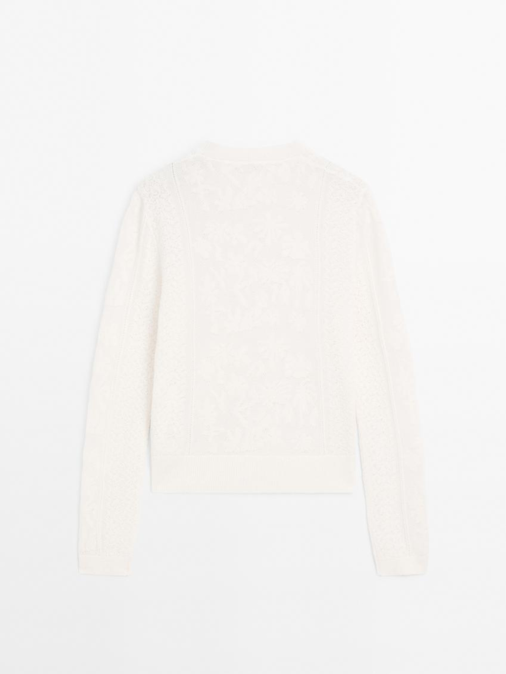 Massimo Dutti Свитер с длинными рукавами, натуральный, кремовый