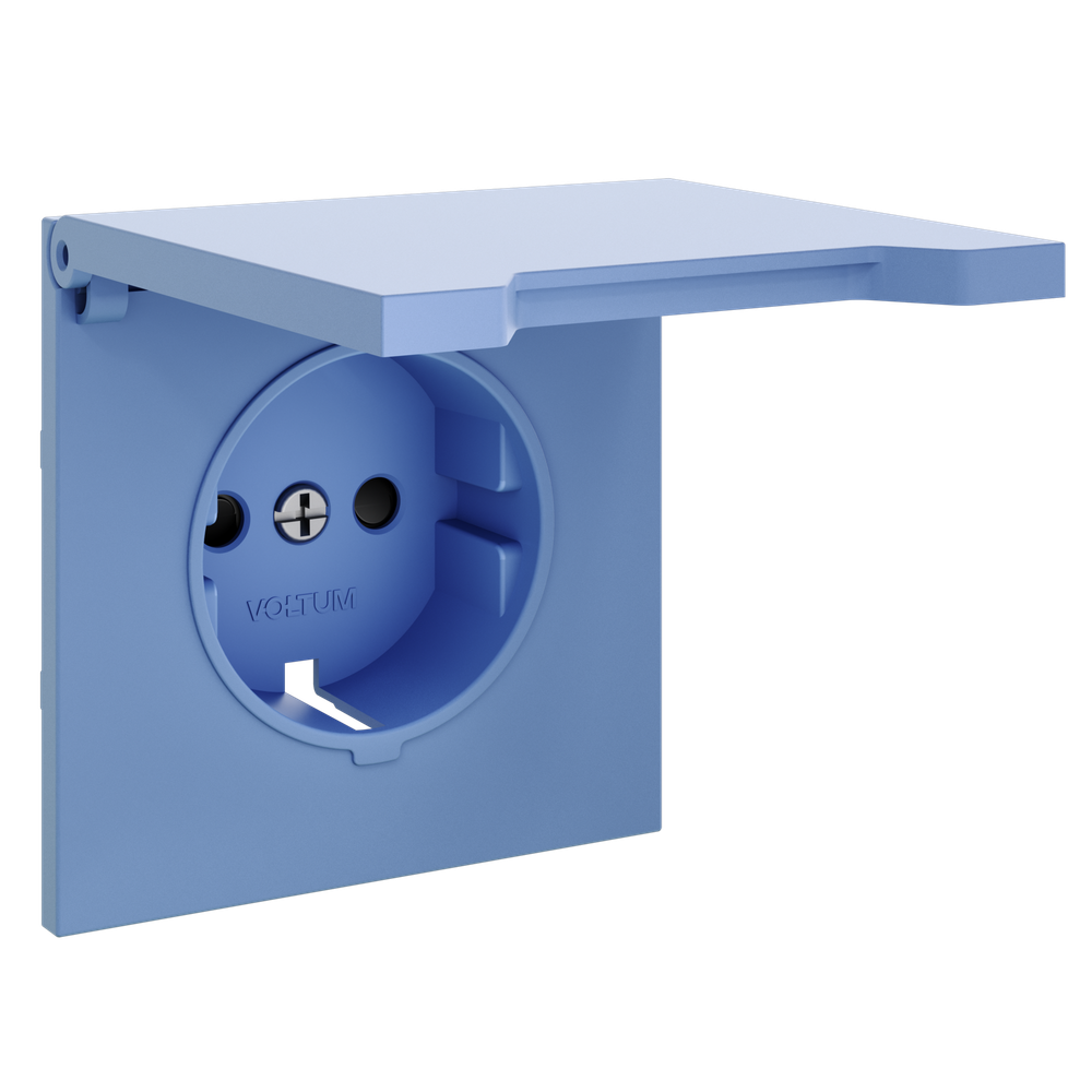 Накладка для розетки с заземлением, защитными шторками и крышкой, S70 (деним)